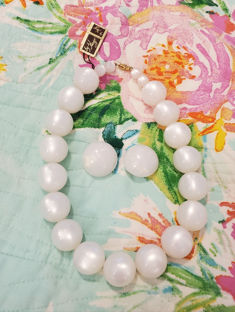 Vintage Pearl Style Necklace and Clip Earrings -New